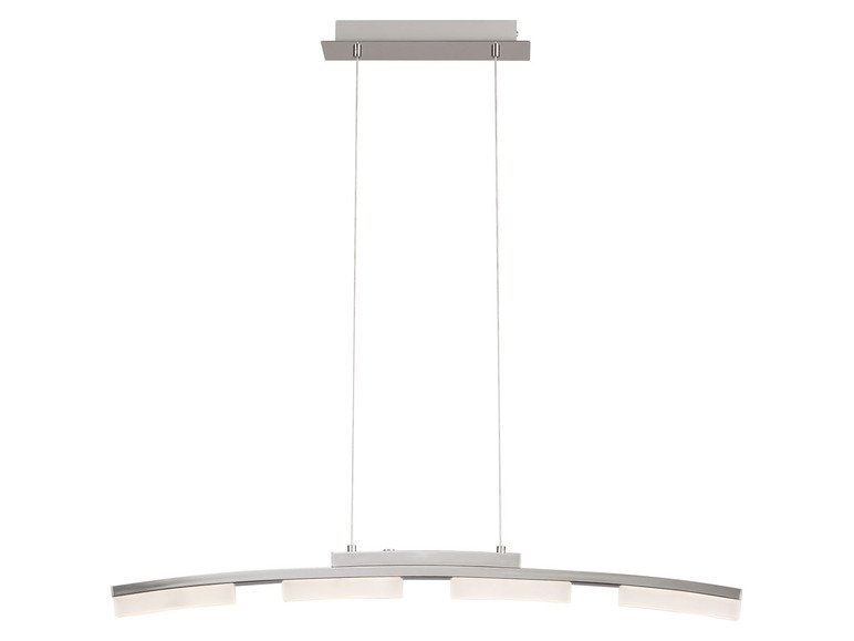 Suspension moderne au design incurvé avec éclairage LED intégré.