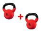 Deux kettlebells rouges de 6 kg, marque Acroyoga.