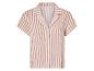 Chemise à manches courtes à rayures rose et blanches.
