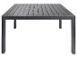 Table de jardin rectangulaire en aluminium et plastique gris anthracite.