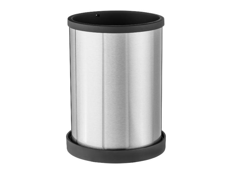 Support d'ustensiles de cuisine cylindrique en acier inoxydable avec bord noir