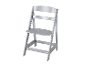 Chaise haute en bois gris argent pour enfants.