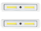 Deux lumières LED rectangulaires blanches.