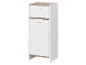 Armoire blanche avec deux tiroirs et un grand compartiment.