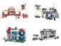 Ensembles de type Lego avec caserne de pompiers, poste de police, clinique vétérinaire et supermarché Lidl.
