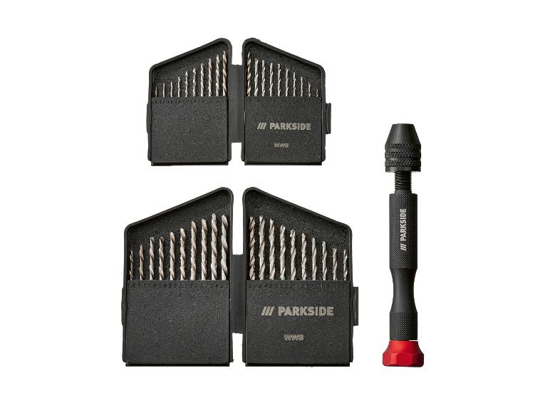 Deux jeux de forets Parkside et un mandrin à serrage pour mini-forets.