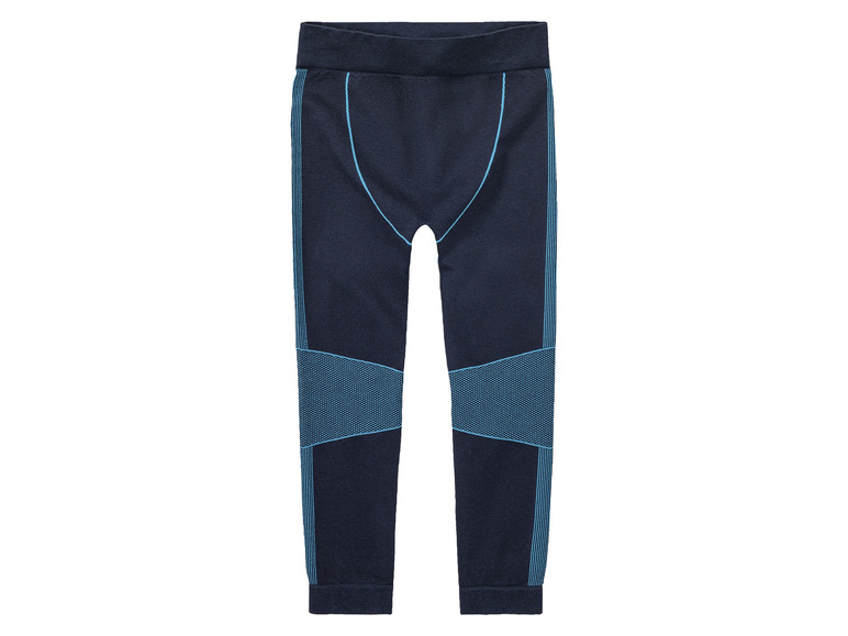 Leggings de sport bleu marine avec des détails bleus.