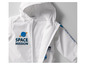 Veste blanche à capuche, avec l'inscription 'Space Mission' et une image d'une planète.