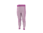 Legging de sport rose avec taille plus foncée et détails texturés.
