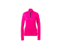 Haut de sport à manches longues rose vif pour femme avec col zippé.