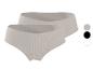 Lot de deux culottes côtelées en coton pour femme de couleur beige.