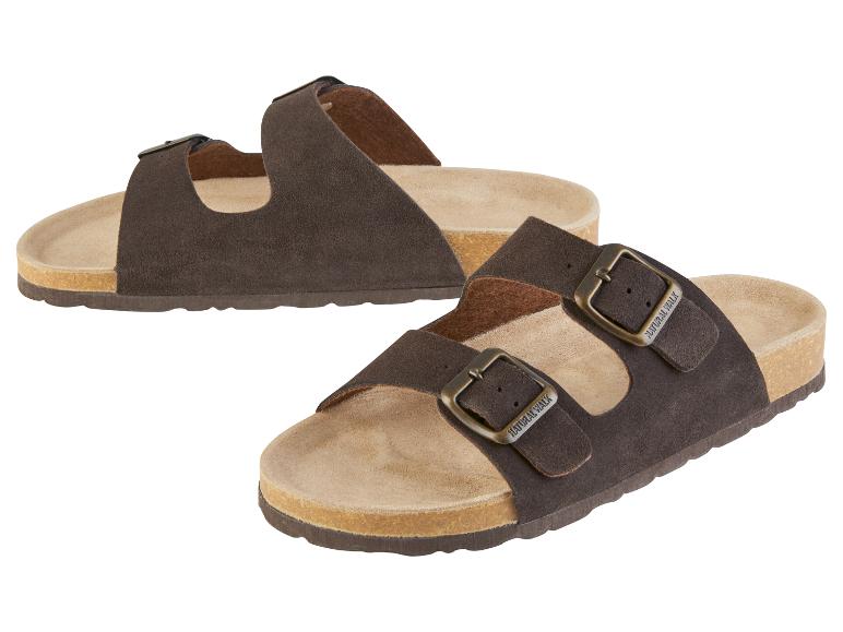 Sandales marron Natural Walk en daim, semelle en liège.