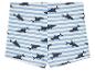 Maillot de bain garçon, rayures bleues et motifs requins.