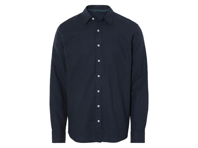 Chemise à manches longues bleu marine.