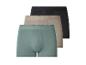 Lot de trois boxers pour hommes : noir, beige et sarcelle.