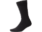 Chaussette noire avec bord-côte et texte blanc sur le revers.
