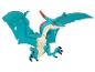 Une figurine de jouet Pteranodon bleue avec des ailes déployables.