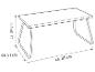 Une esquisse d'une table rectangulaire avec des pieds en métal.
