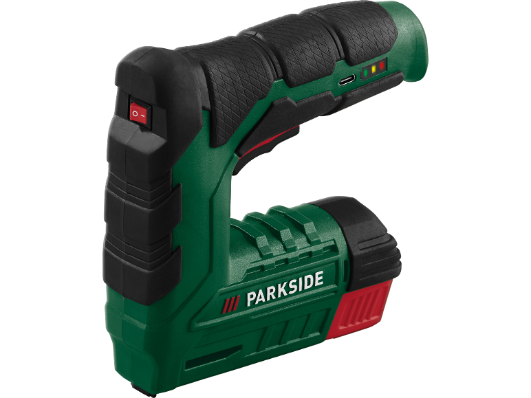 Agrafeuse électrique verte et noire avec le logo Parkside.