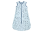 Gigote bébé à pois bleus et gris.
