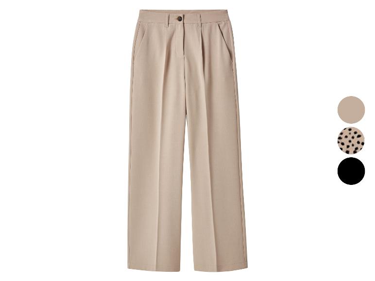 Pantalon beige taille haute avec options de couleur unie, léopard et noir.