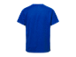 T-shirt bleue à manches courtes, vue de dos.