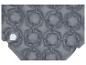 Matelas gonflable gris avec surpiqûres circulaires et valve blanche.