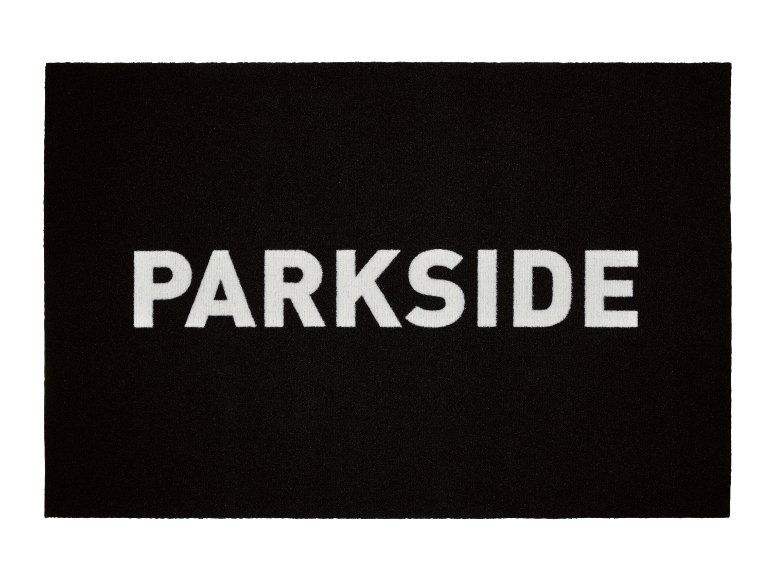 Une étiquette Parkside noire avec des lettres blanches.