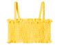 Haut bandeau jaune à bretelles avec texture smockée.