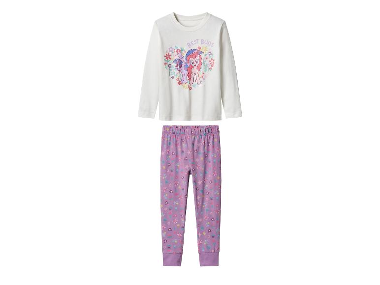Pyjama enfant My Little Pony : haut blanc à manches longues et pantalon violet à fleurs