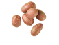 Un groupe de pommes de terre rouges à peau rugueuse sur fond noir.