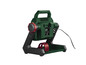 Une lampe de travail Parkside verte avec un bouton rotatif rouge.