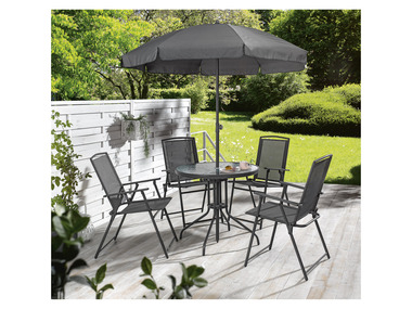 LIVARNO home Ensemble chaises et table de jardin avec parasol, 6 pièces
