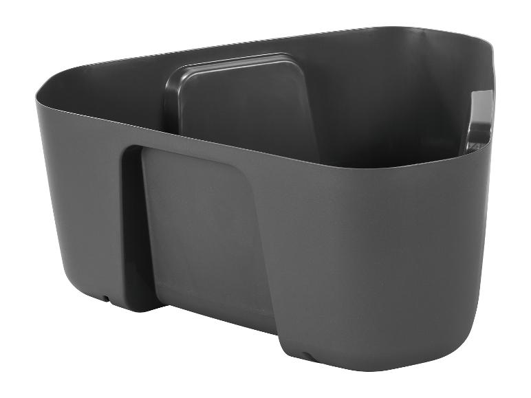 Panier de rangement en plastique gris foncé avec séparateurs