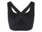 Un soutien-gorge de sport noir à bretelles croisées.