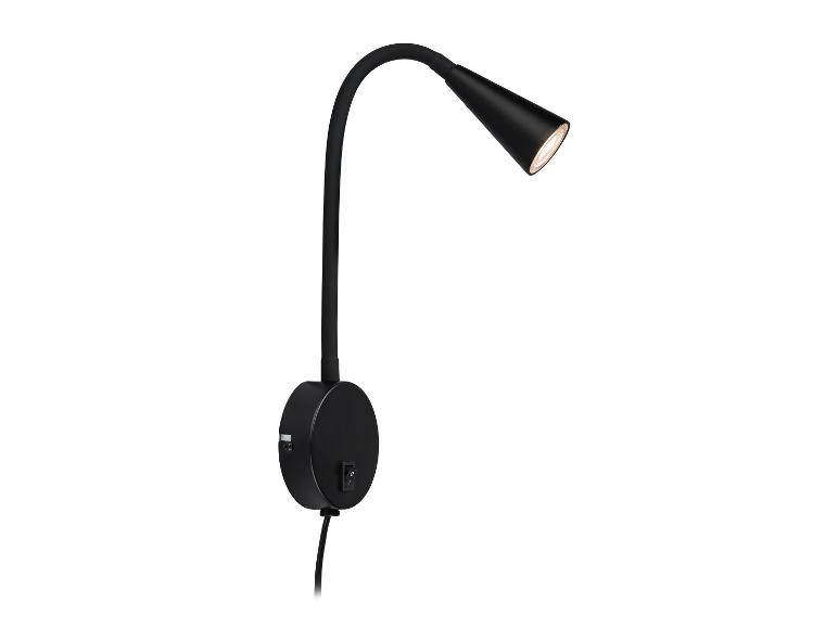 Une applique murale flexible noire avec un interrupteur intégré.