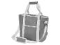 Sac isotherme gris avec poignées et bandoulière blanches