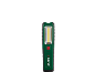 Lampe de travail verte et noire avec un panneau LED lumineux et un bouton d'alimentation rouge.