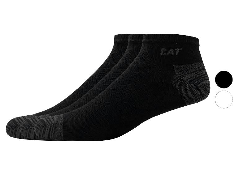 Trois paires de chaussettes CAT noires avec un design rayé.
