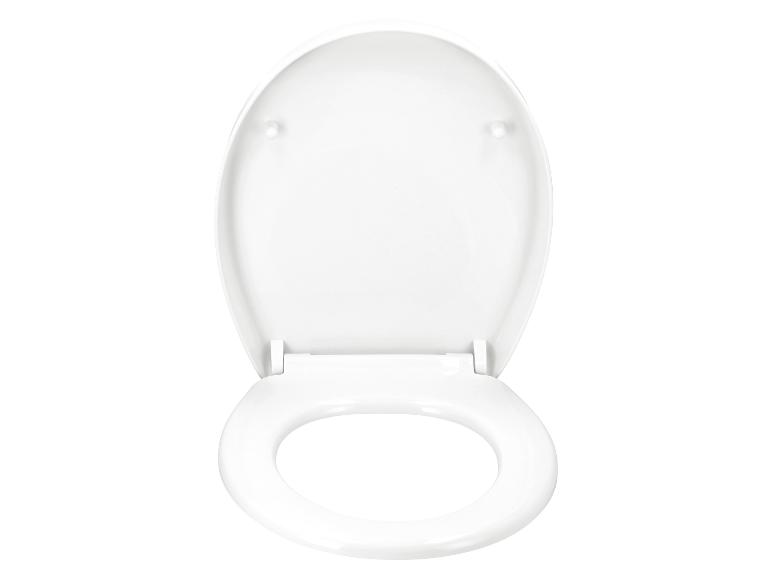 Abattant de toilettes blanc avec couvercle ouvert, isolé sur fond blanc.