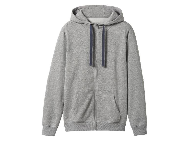 Sweat à capuche gris zippé avec cordons bleu foncé