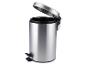 Poubelle à pédale en acier inoxydable avec couvercle ouvert