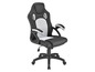 Un fauteuil de bureau noir et blanc avec un design sportif.