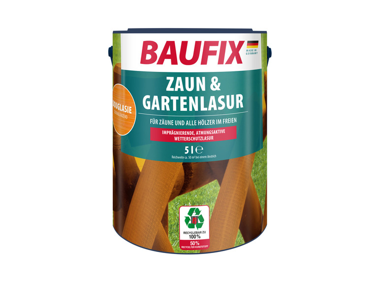 Baufix produit de protection du bois pour clôtures et bois en extérieur.