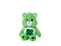 Ours en peluche vert avec un trèfle sur le ventre