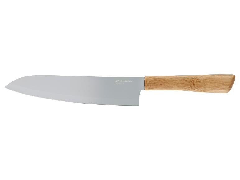 Un couteau de cuisine Livarno Home avec un manche en bois.