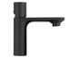 Un robinet de lavabo moderne noir avec un design détaillé.