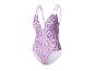 Maillot de bain une pièce, motif floral violet.
