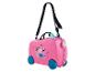 Valise rose à roulettes Peppa Pig, idéale pour les enfants.