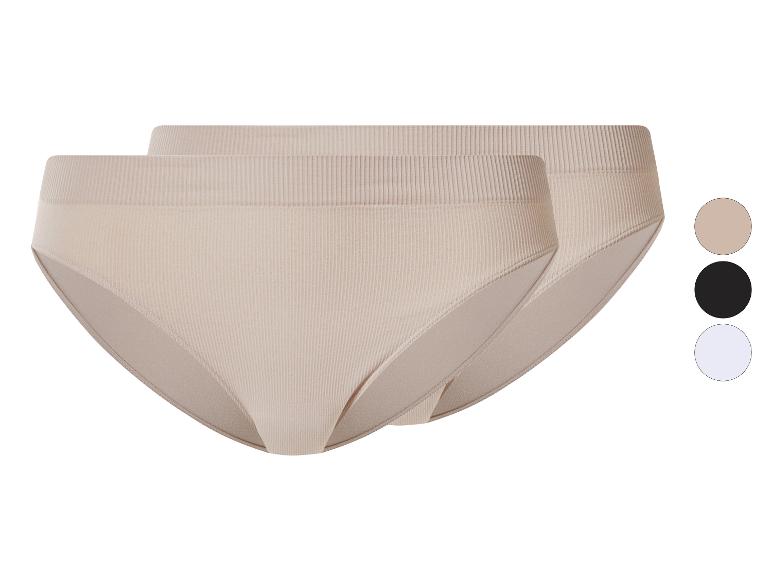 Deux culottes côtelées beiges avec des options de couleur beige, noir et blanc.
